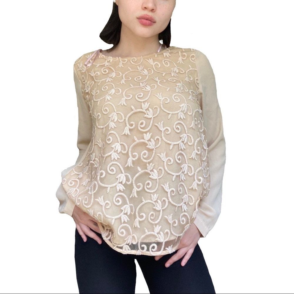 Lacey Cream top w/ open back from Forever 21 Contemporary Collection